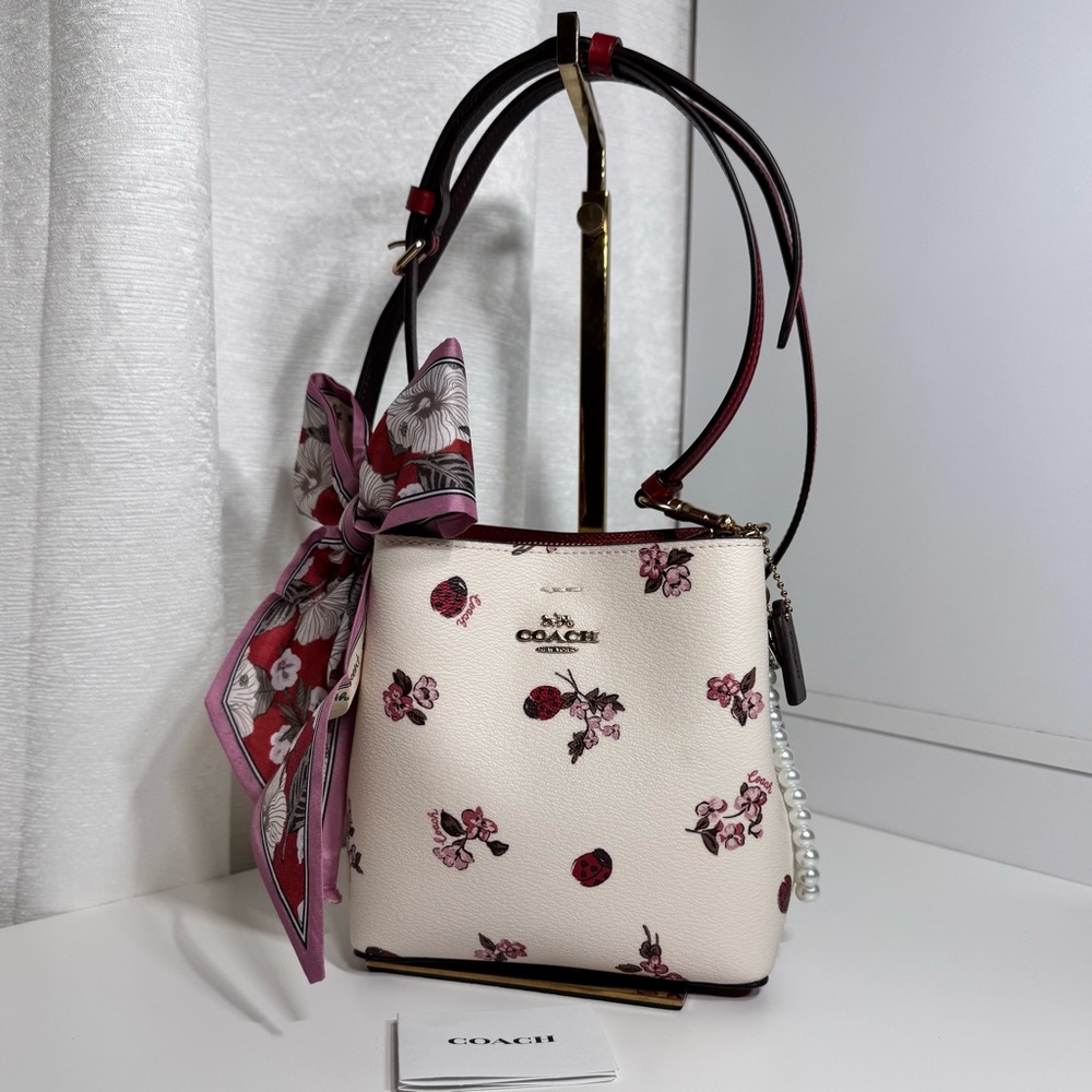 โฃ๏ธSOLD - Coach Mini Town Bucket Bag with Ladybug Floral Print - Picture 1 of 11